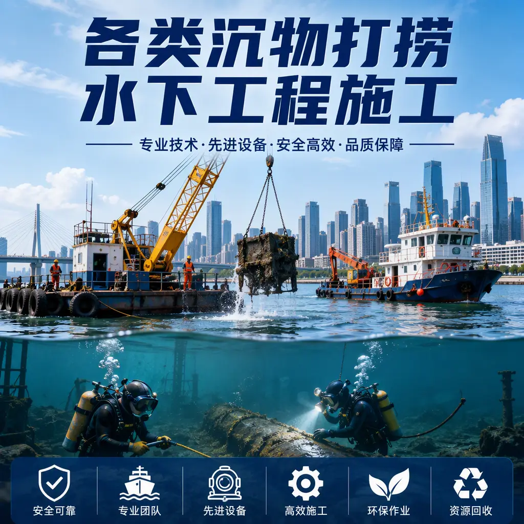 天涯各类沉物打捞，水下工程施工