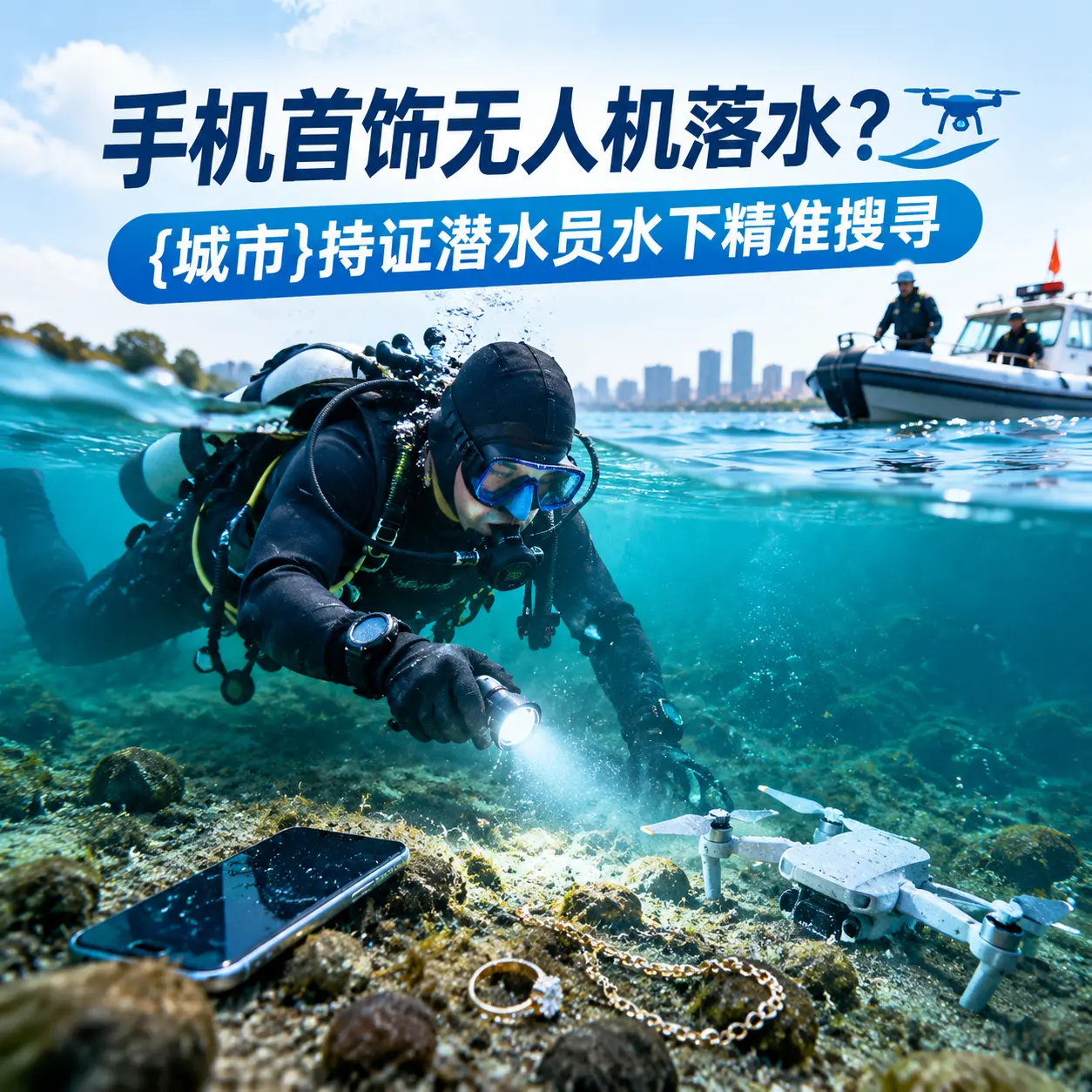 手机首饰无人机落水？天涯持证潜水员水下精准搜寻